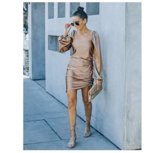 Satin ruched dress - Mocha
